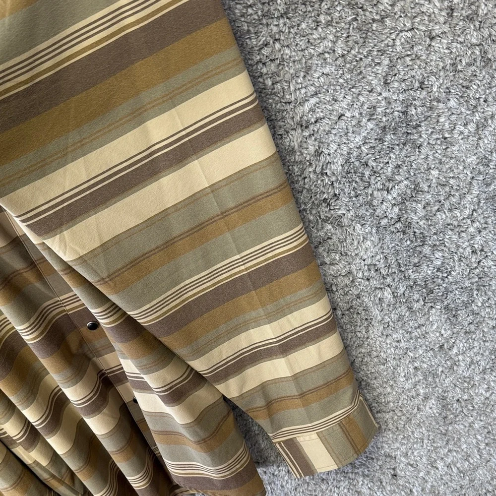 Flylow Men’s Striped Button-Up Shirt Stretch Snap Lightweight Tan Brown XL - Picture 4 of 9